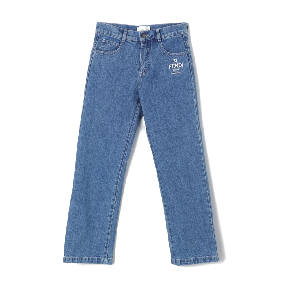 Fendi Unisex Kids Blue Kids Washed Denim Trousers - Jeans - 10 Y - Kids