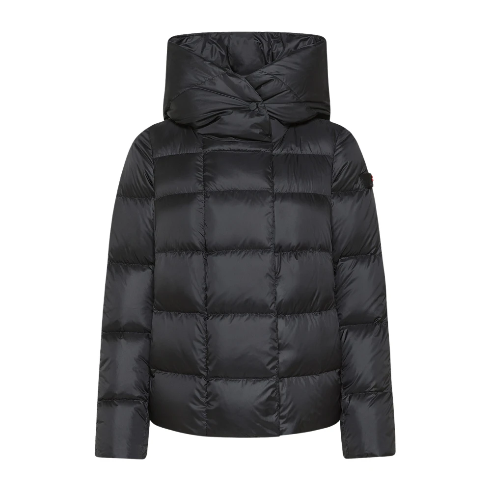Peuterey Zwarte gewatteerde jas met capuchon Black Dames