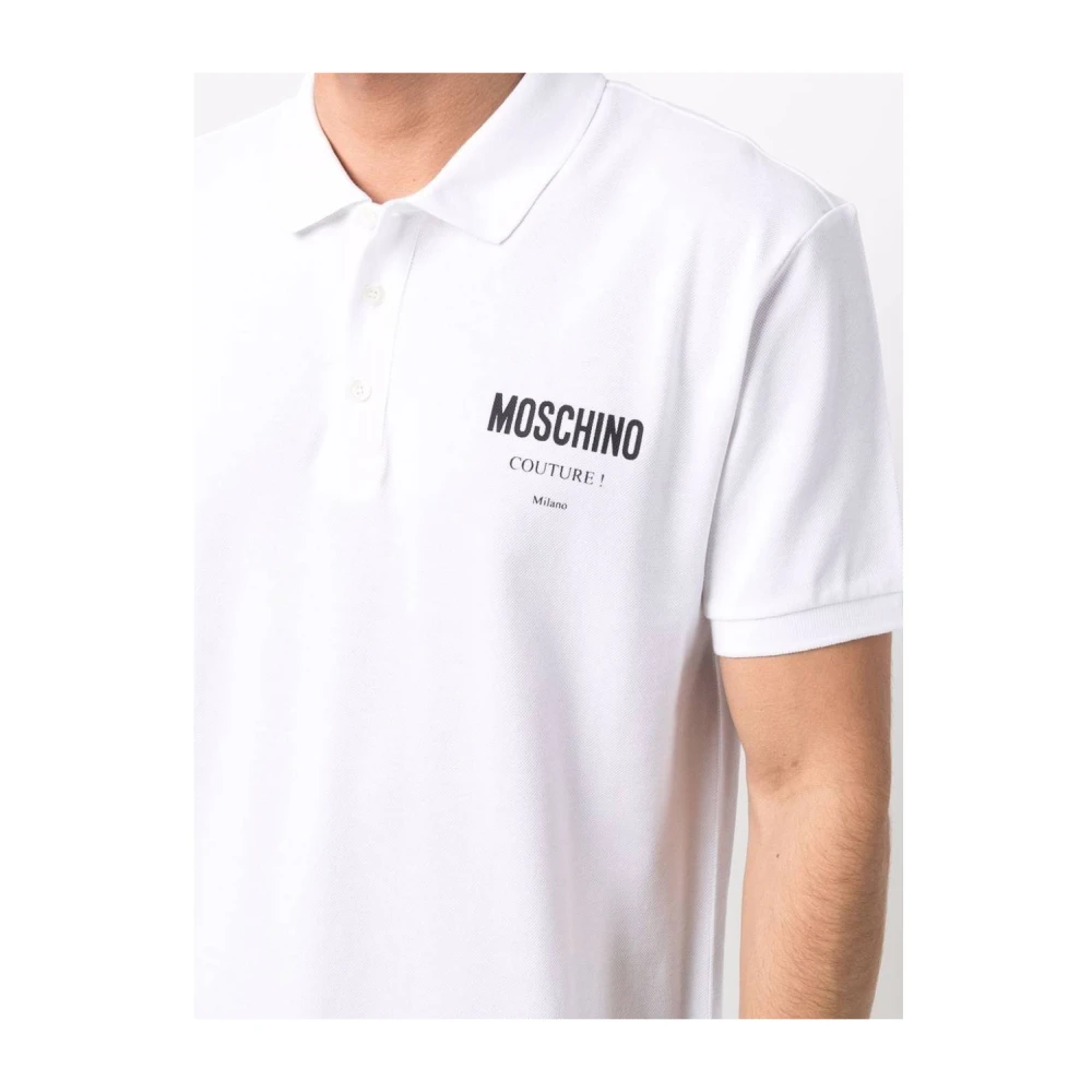 Moschino Polo Shirt met bedrukt logo White Heren