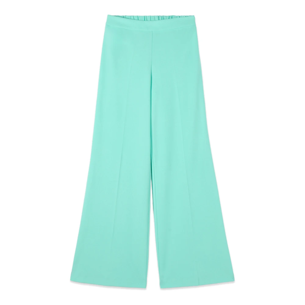Oltre Kvinno Grön Byxor Dam, M, Polyester, Vida Byxor Med Vida Ben I Crêpe