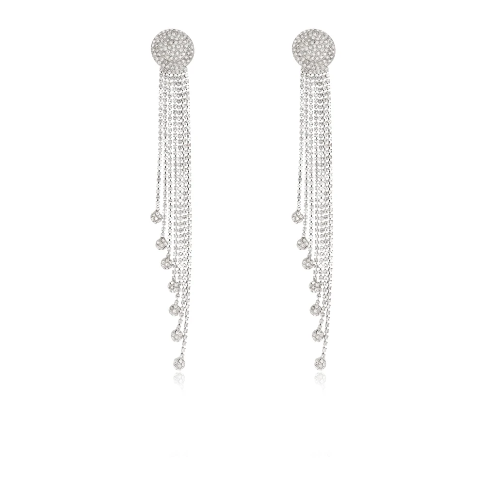 Alessandra Rich Women's Gray Crystal Clip-On Earrings - Earrings - One Size - Accessories