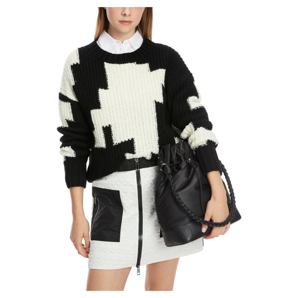 Marc Cain Geruite Wollen Trui Black Dames