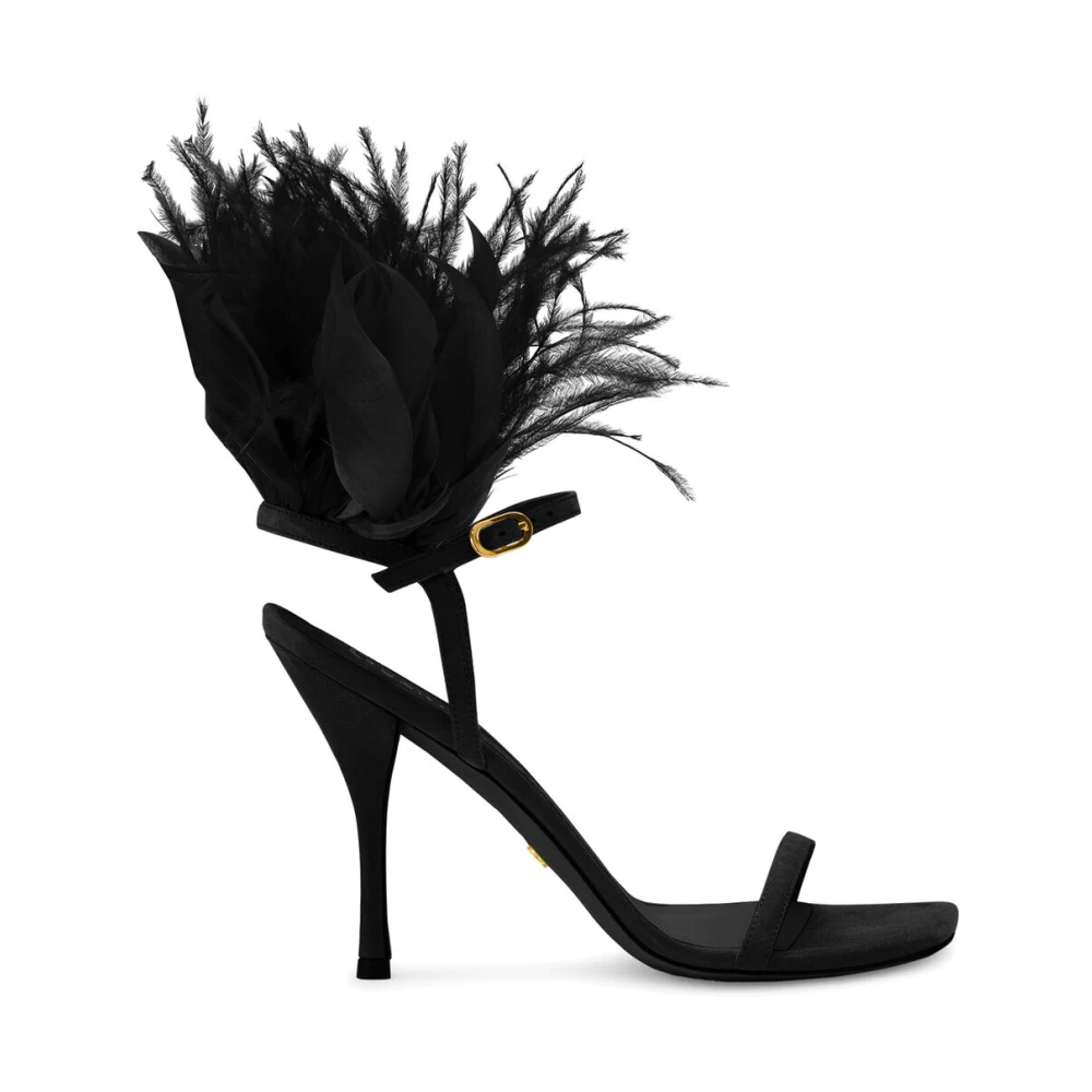 Stuart Weitzman Black High Heel Sandals, Female, 2 Uk, Plume 100 Feather Sandal