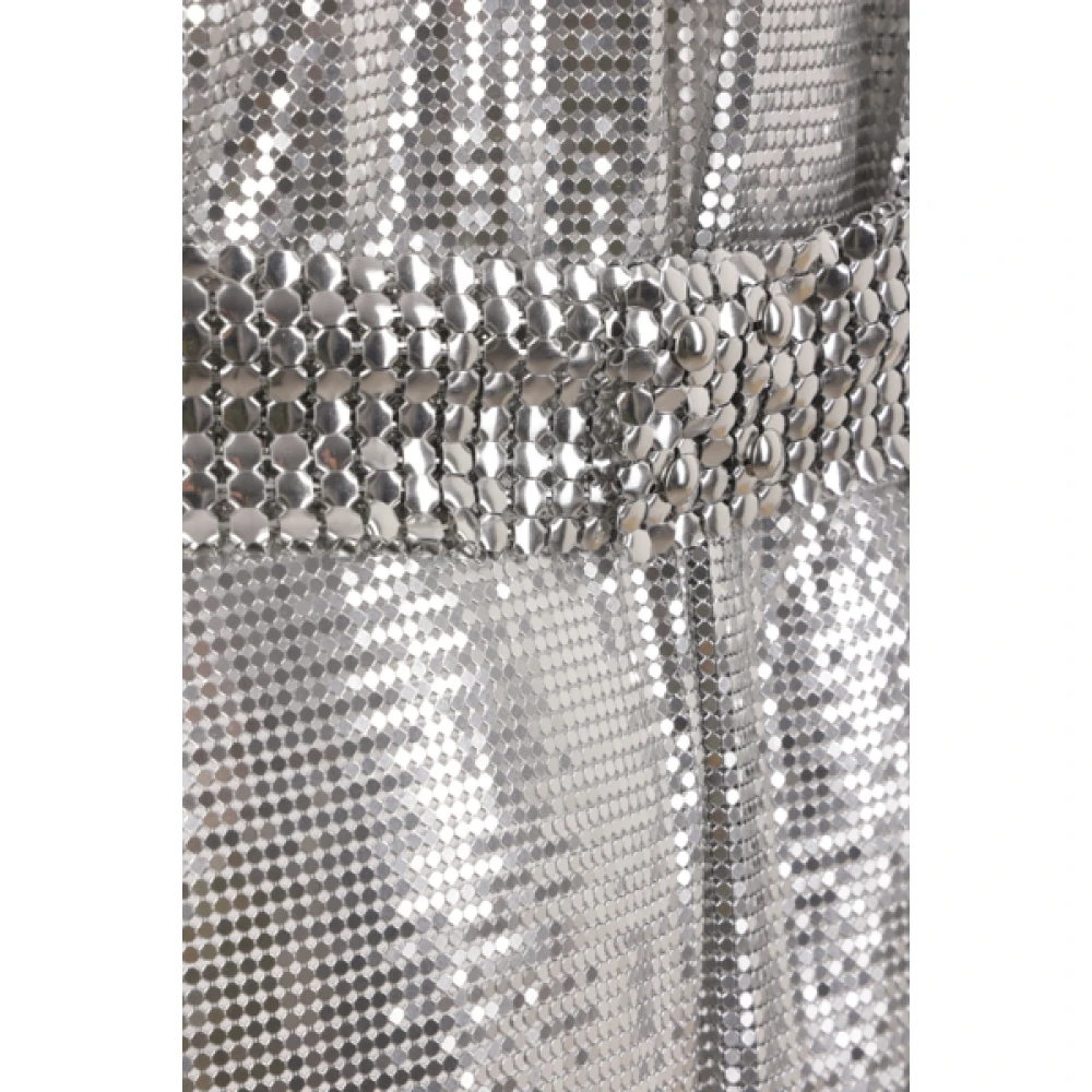 Paco Rabanne Zilver Metallic Gebreide Top met Asymmetrische Zoom Gray Dames