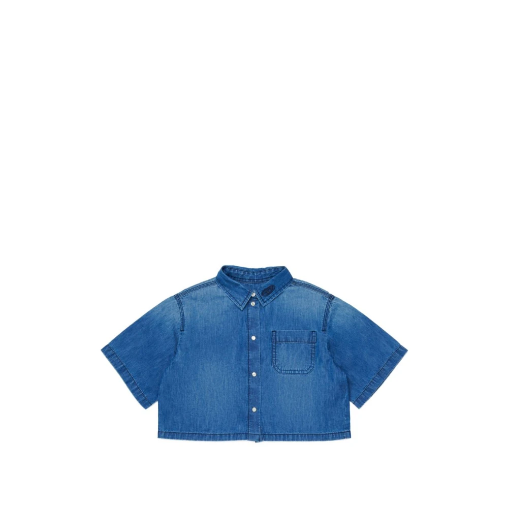 Diesel Women's Blue Cropped Denim Shirt - Shirts - 2XL - Blouses & Shirts