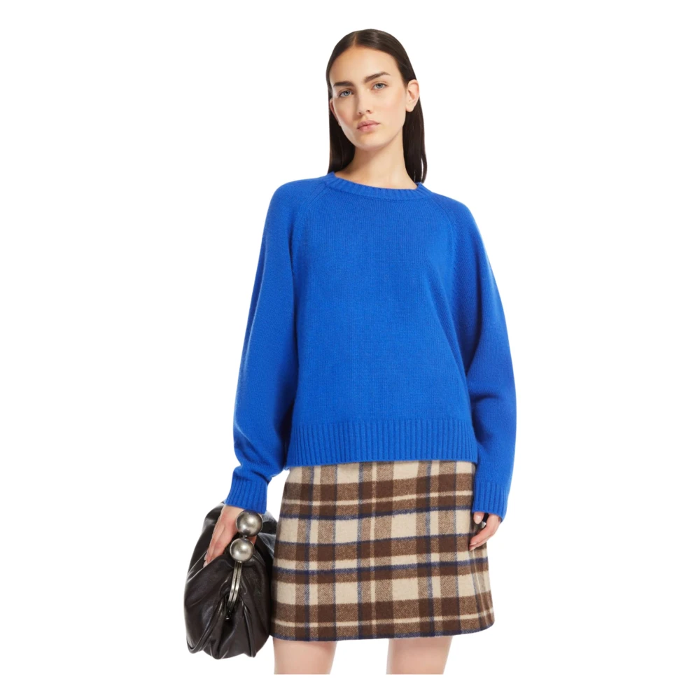 Max Mara Weekend Blauwe Trui met Ribdetails Blue Dames