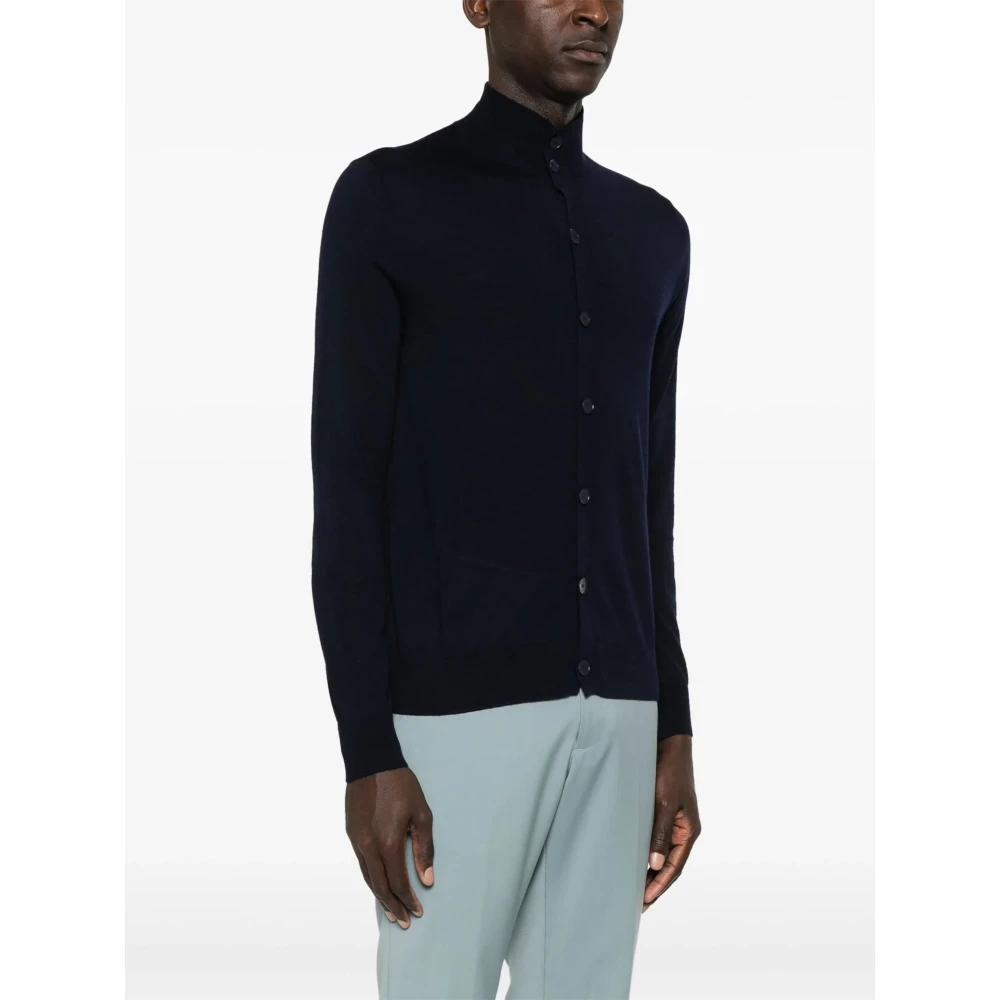 Ballantyne Navy Cardigan Sweater Blue Heren
