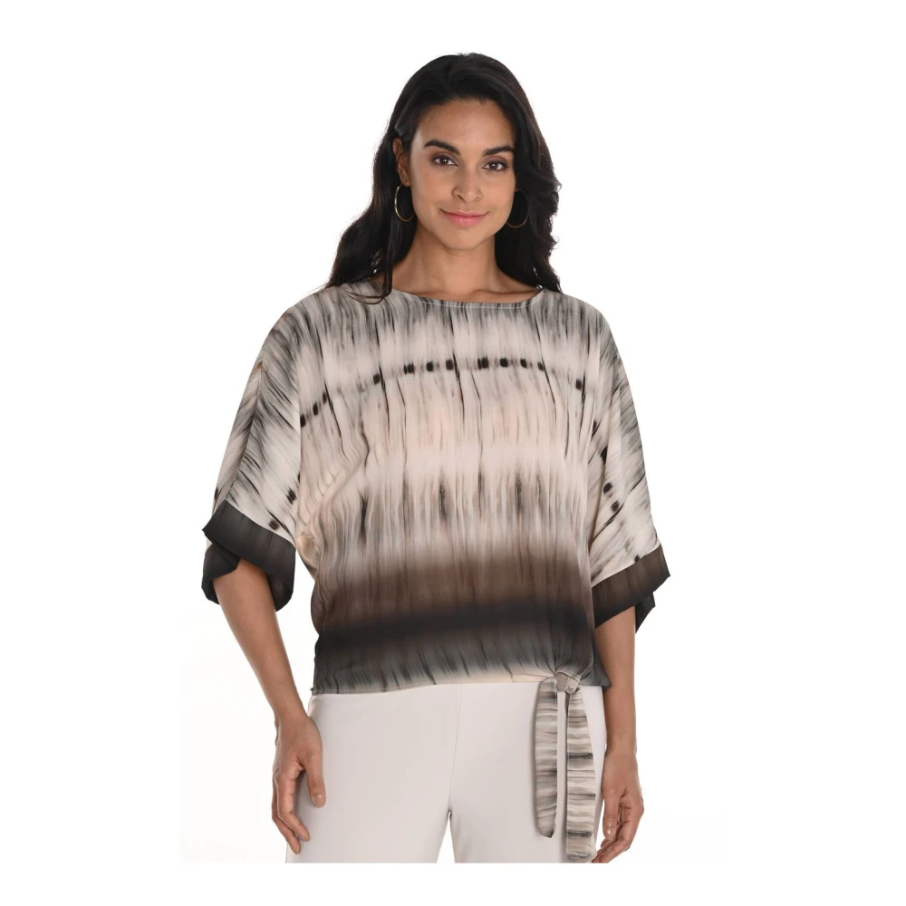 Frank Lyman Beige Brown Blouse met Knoopdetail Multicolor Dames