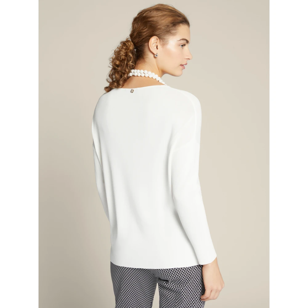 Elena Mirò Eco-Viscose Trui met Kettingdetail White Dames