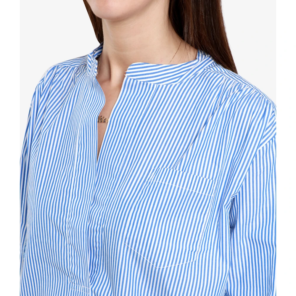 Roy Roger's Gestreepte Poplin V-Hals Shirt Multicolor Dames