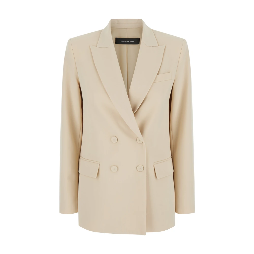 Federica Tosi Dubbelrijige Beige Blazer Beige Dames