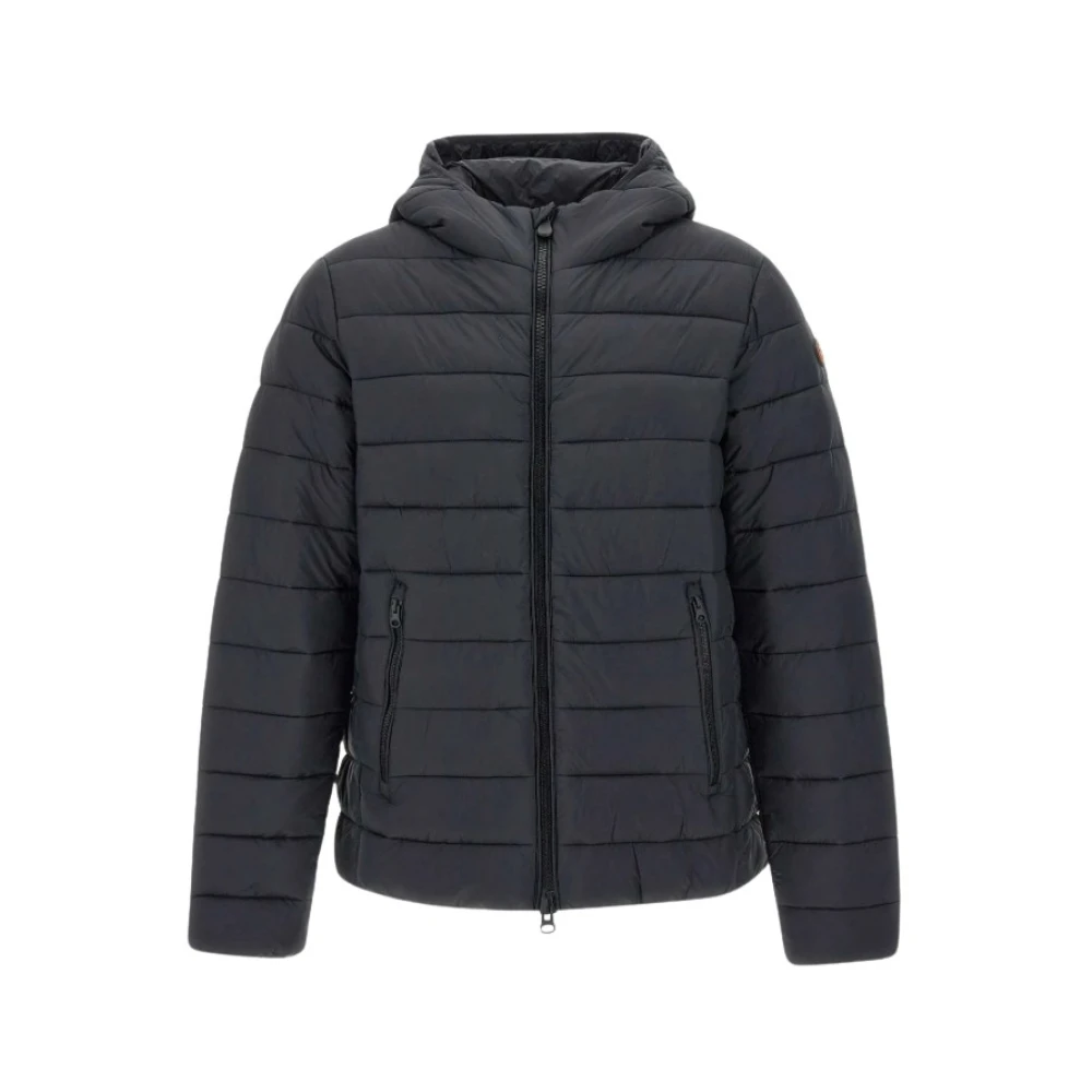 Save The Duck Zwarte waterafstotende jas met capuchon Black Heren