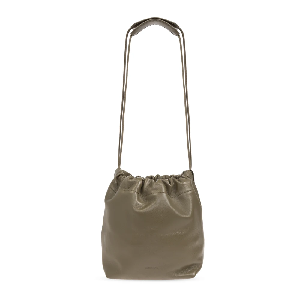 Jil Sander Leren schoudertas Dumpling Green Dames