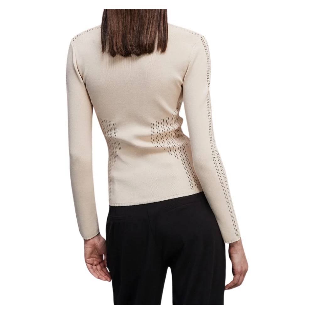 PATRIZIA PEPE Ivory Sweater met Viscose Intarsia Beige Dames