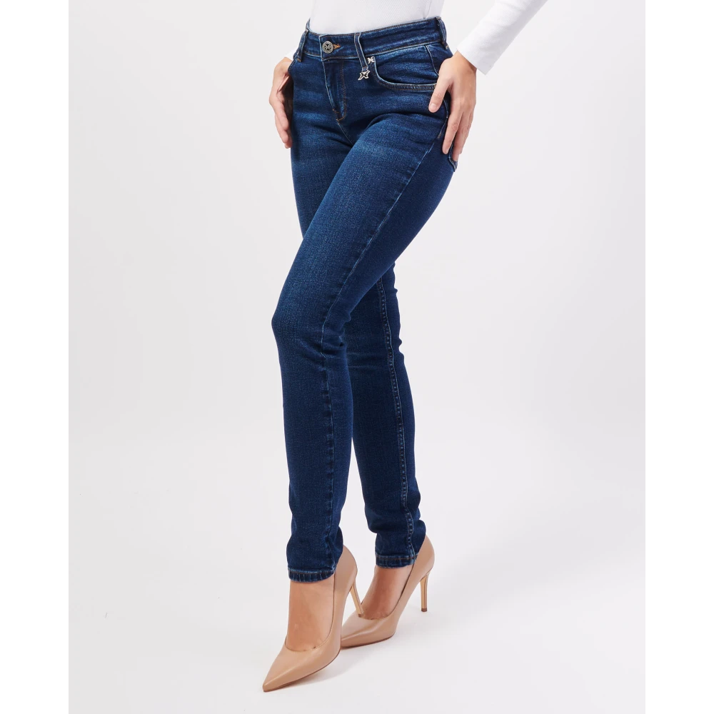 Richmond Blauwe Skinny Jeans met knoop en rits Blue Dames