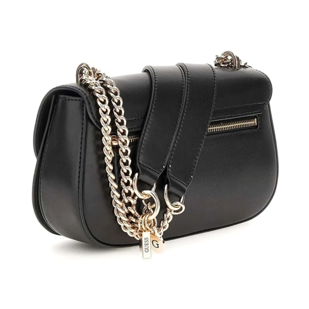 Guess Zwarte PU leren schoudertas Kettingriem Black Dames