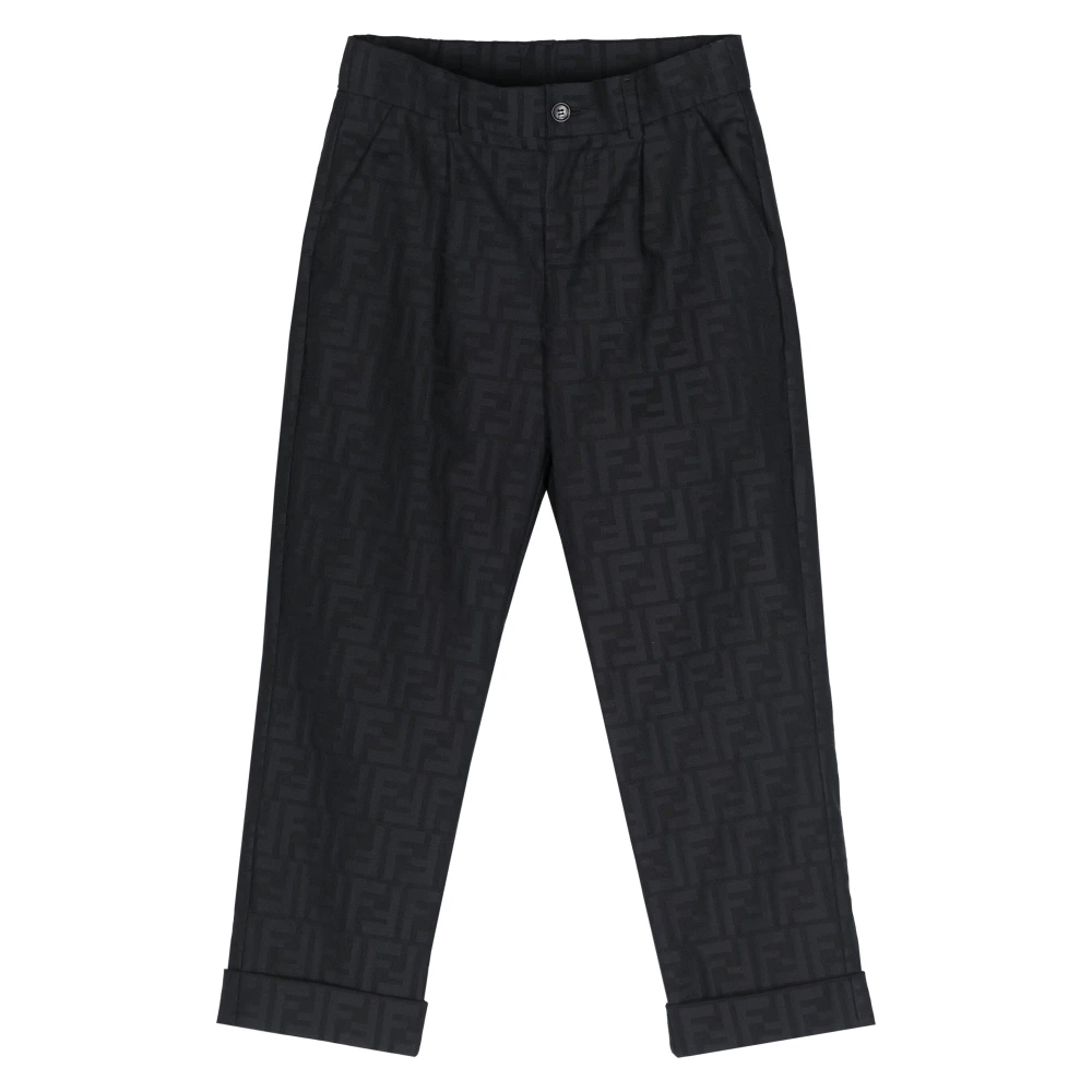 Fendi Boys Blue Trousers, 6 Y, Ff Jacquard Trousers