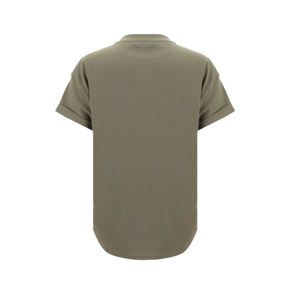 BRUNELLO CUCINELLI Zak T-shirt Monochroom NorHeren Pasvorm Green Dames