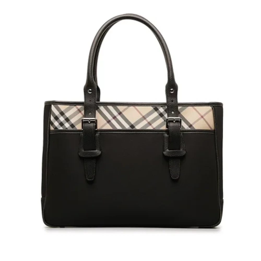 Burberry black store leather tote