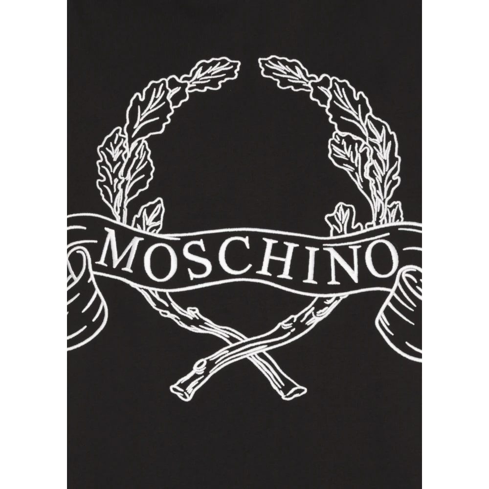 Moschino Zwarte Katoenen T-shirt met Logo Borduurwerk Black Heren