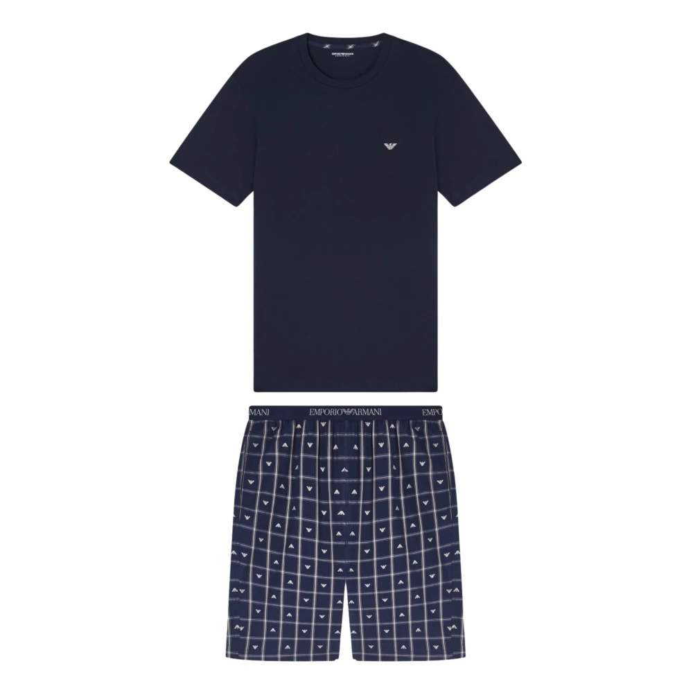 Emporio Armani Blå Tvådelad Pyjamas I Jersey