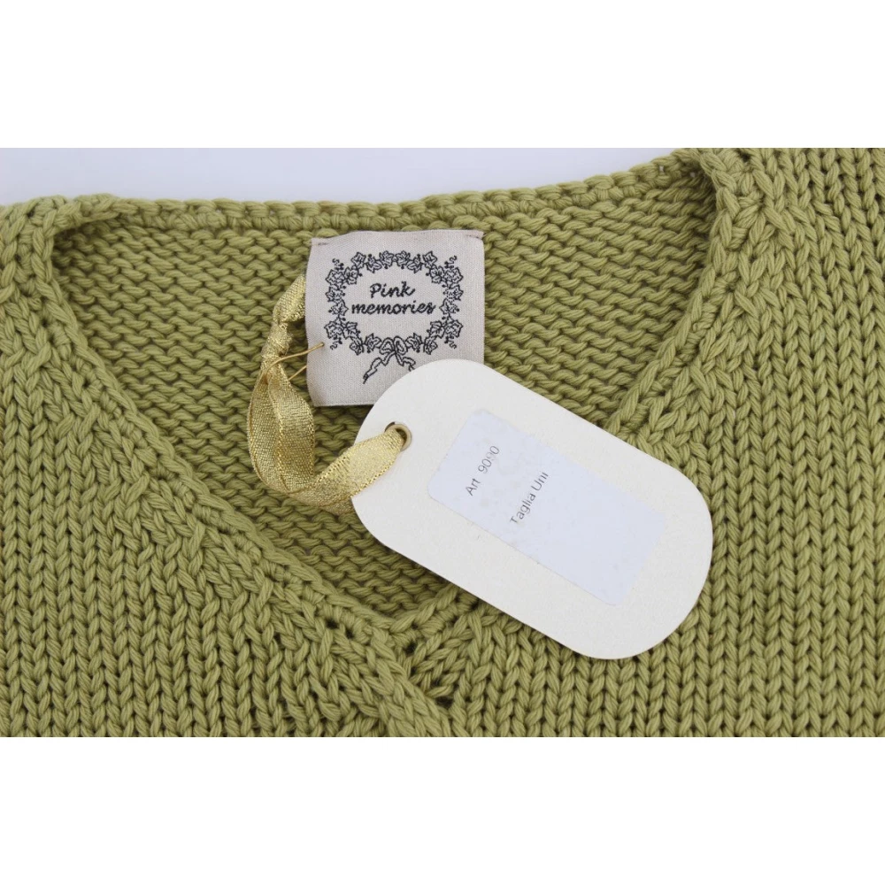 Pink Memories Elegante groene mouwloze gebreide vest Green Dames