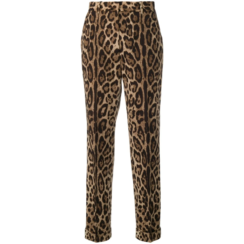 Dolce & Gabbana Luipaardprint Zijden Pyjamabroek Brown Dames