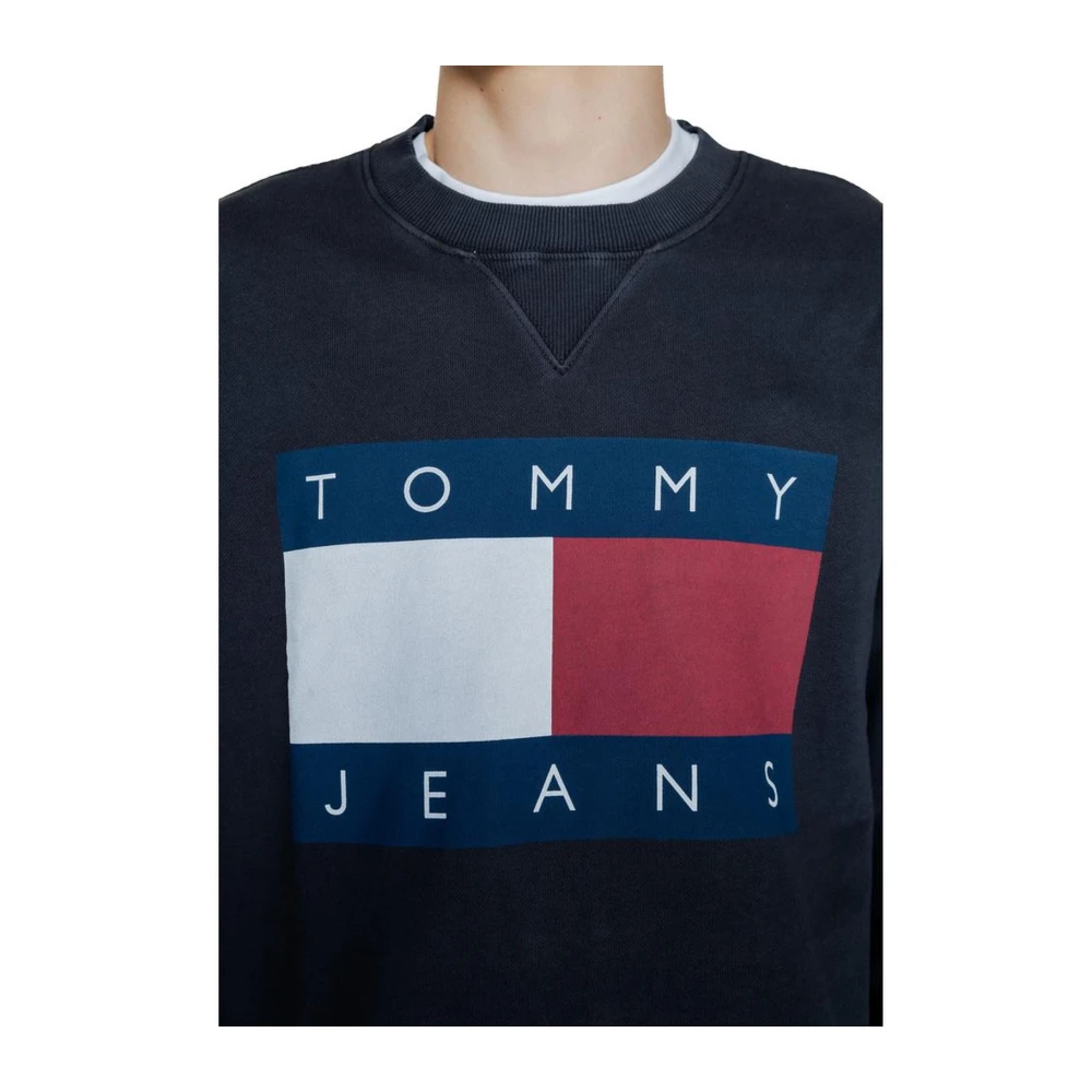 Tommy Jeans Katoenen Hoodless Sweater Black Heren