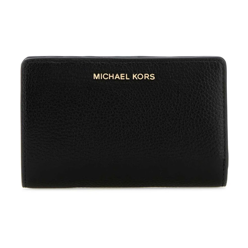 Michael Kors Medium Portemonnee van Gestikt Leder Black Dames