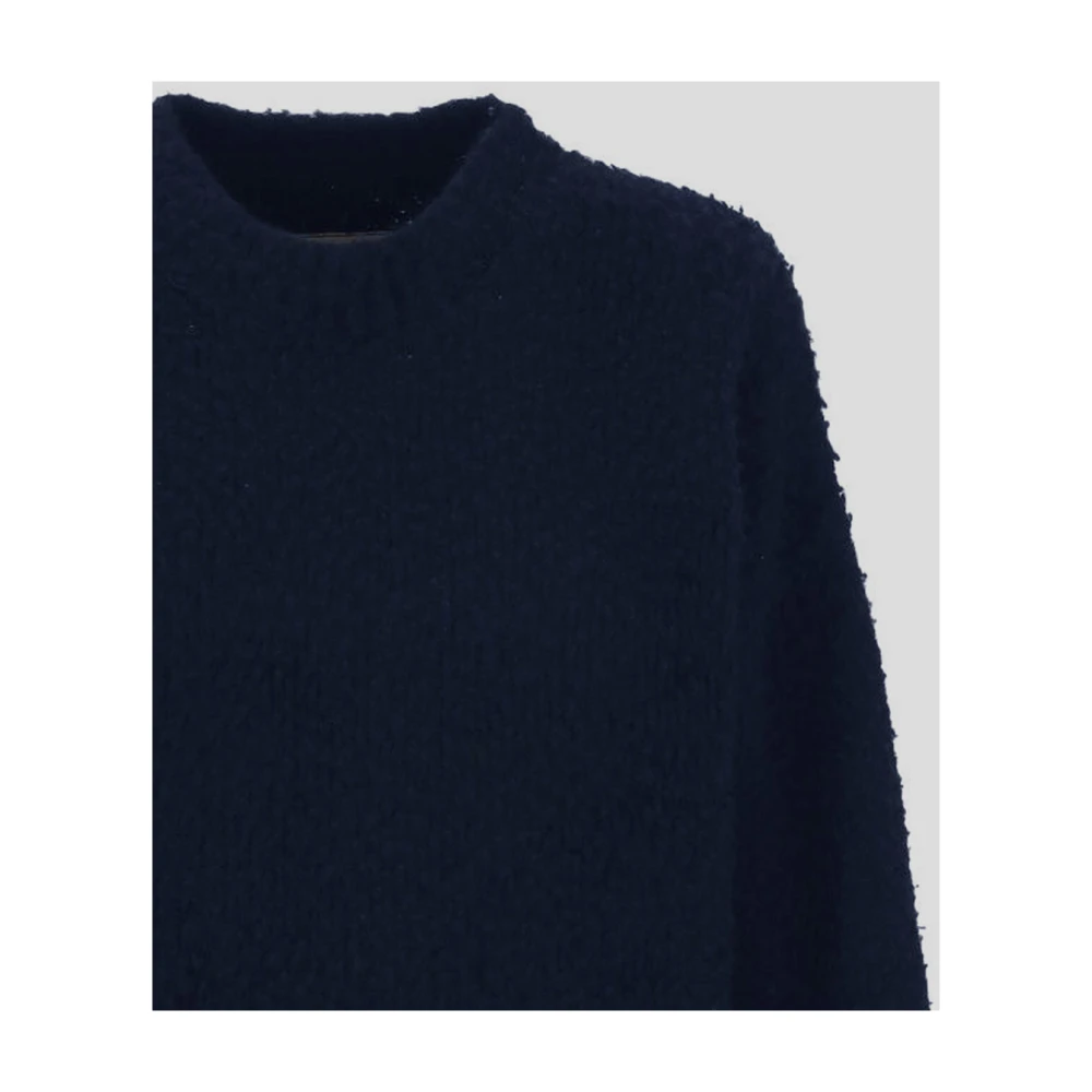 UMA Wang Gebreide Longsleeve Top in Gemengde Wol Blue Heren