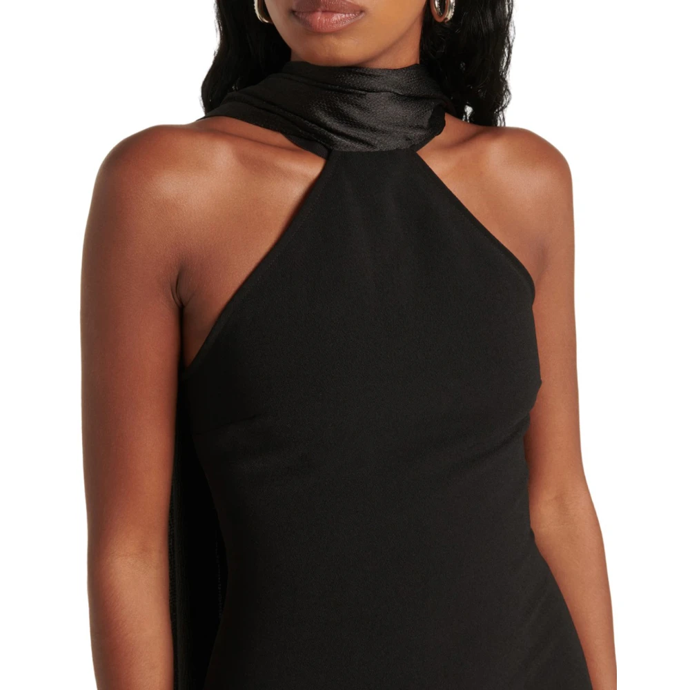 Solace London Elegante Jurk met Seersucker Detail Black Dames