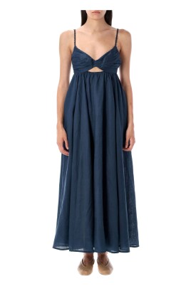 dark-blue-linen-twist-front-dress