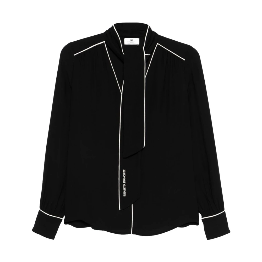 Elisabetta Franchi Viscose overhemd met gouden knopen Black Dames