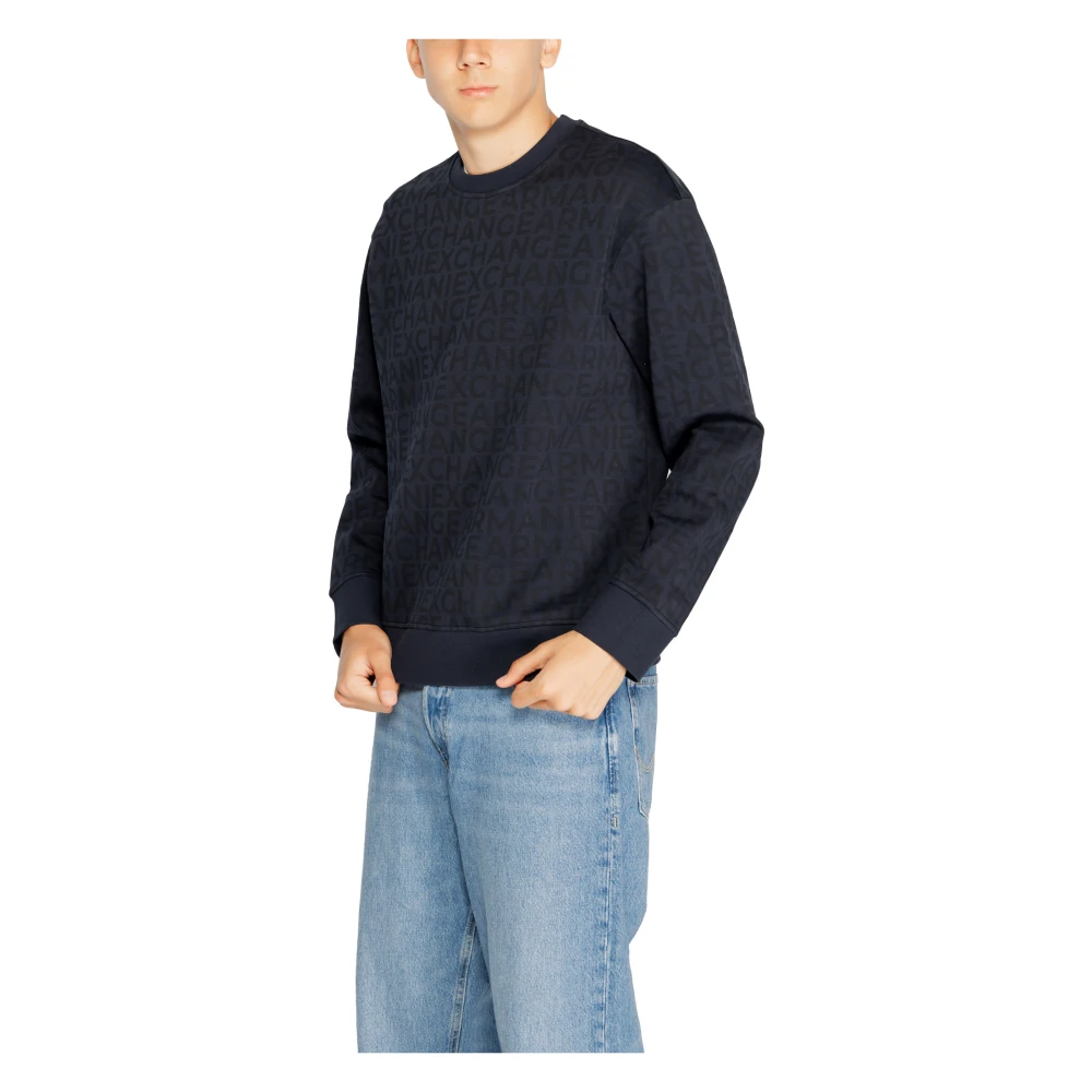 Armani Exchange Blauwe Bedrukte Sweatshirt Mannen Herfst Winter Blue Heren
