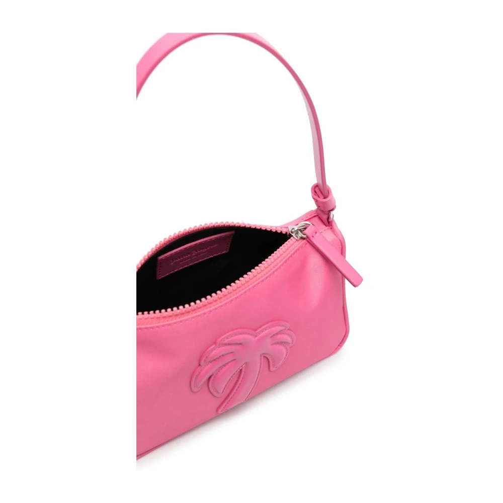 Palm Angels Roze Nylon Handtas met Leren Palm Tree Patch Pink Dames