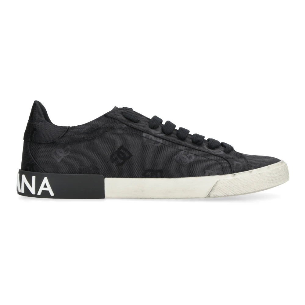Dolce & Gabbana Men's Black Sneakers, 6 Uk, Portofino Vintage Trainers
