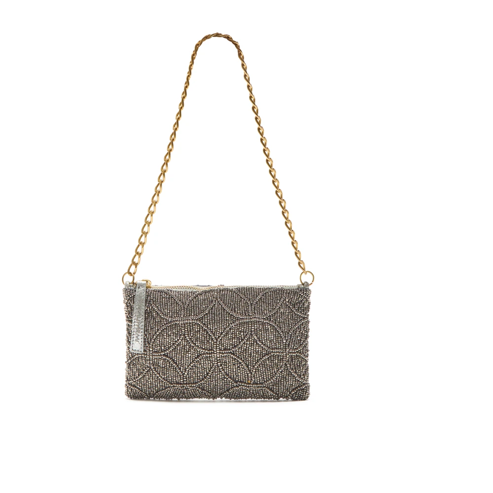 Maliparmi Lucky Beads Geborduurde Clutch MET Riem Gray Dames