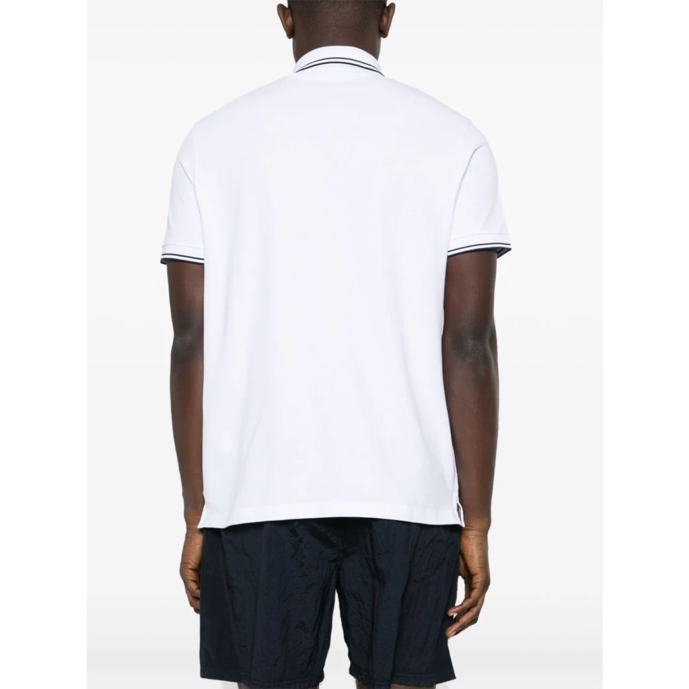 Stone Island Gestreepte Polo Shirt Wit White Heren