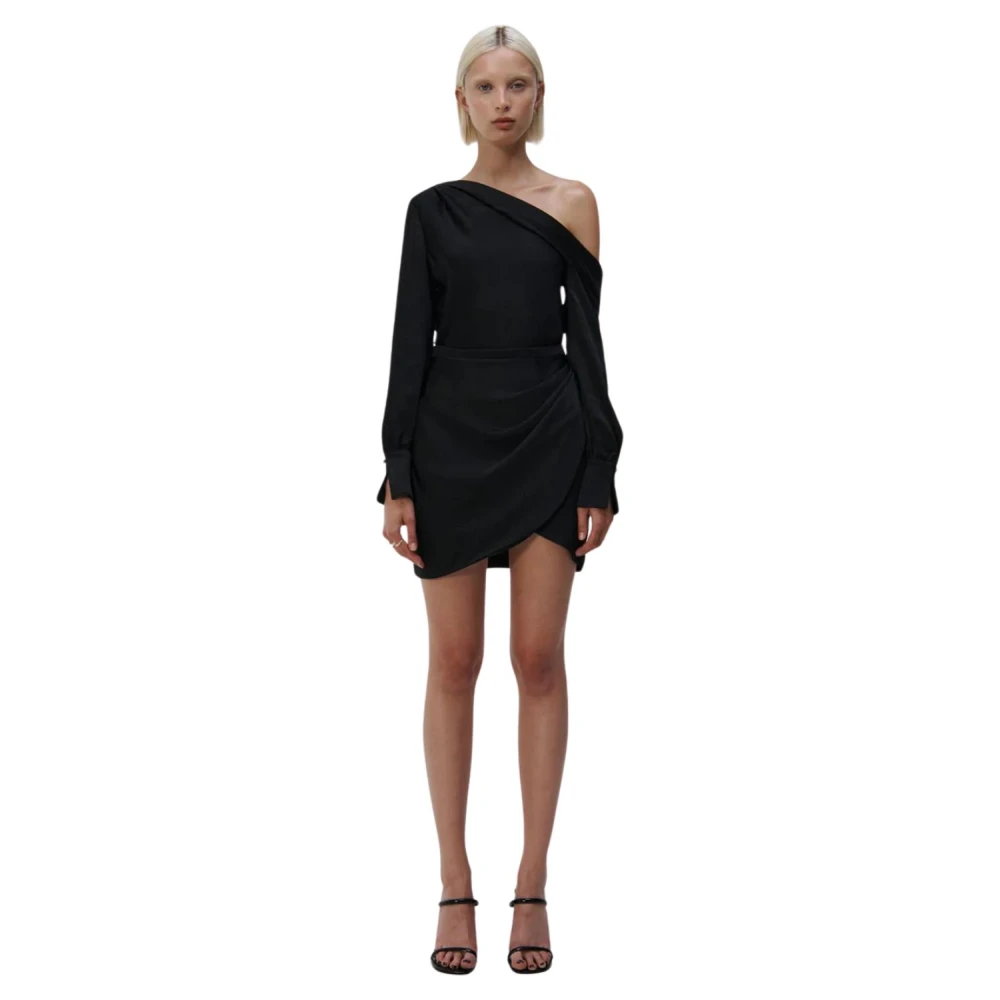 Simkhai Zwarte One Shoulder Mini Jurk Black Dames