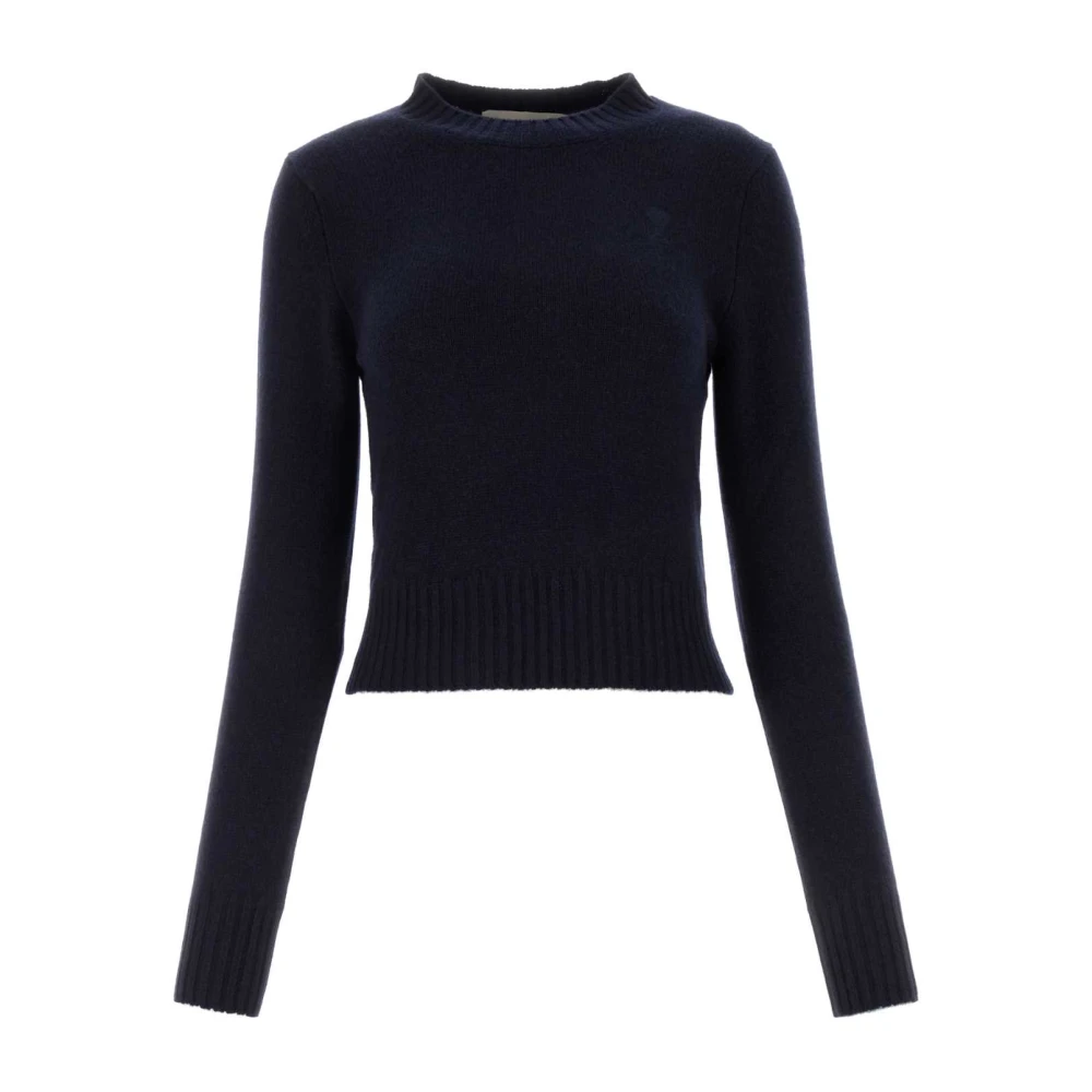 Ami Paris Midnight Blue Cashmere Blend Sweater Blue, Dam