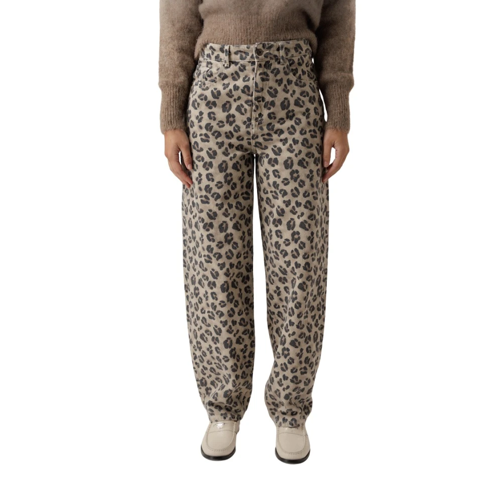 By-Bar Luipaardprint Flared Jeans Multicolor Dames