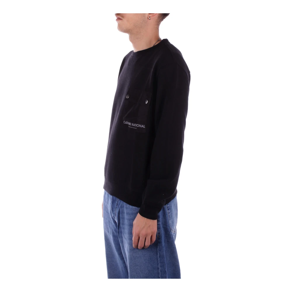 Costume National Zwarte Logo Voorzak Trui Black Heren