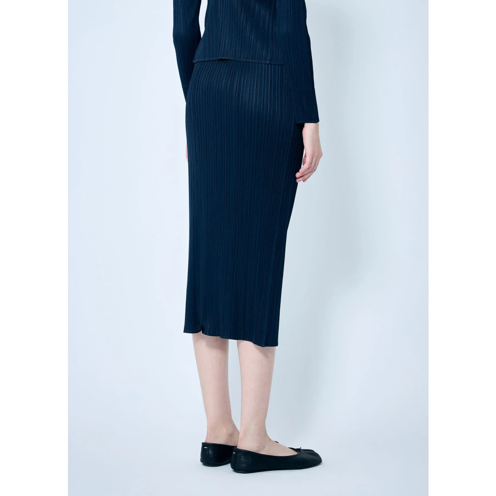 Issey Miyake Elegante Geplooide Kokerrok Blue Dames