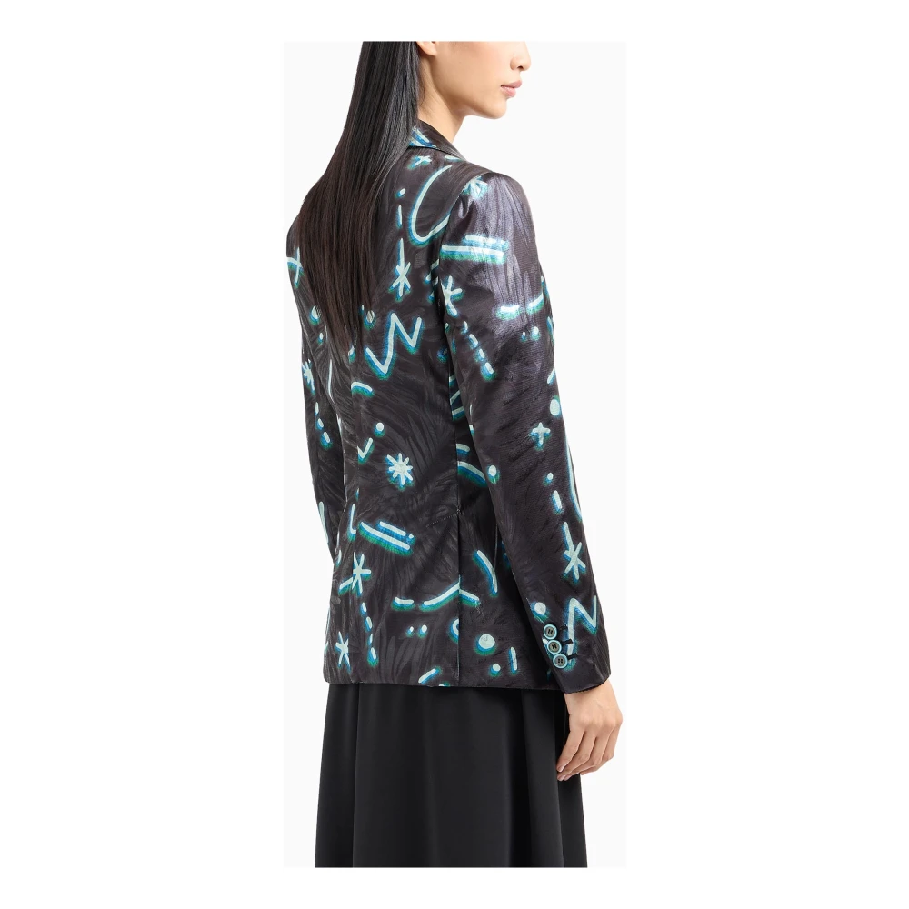 Emporio Armani Lurex Collectie Jas Revers Kraag Multicolor Dames