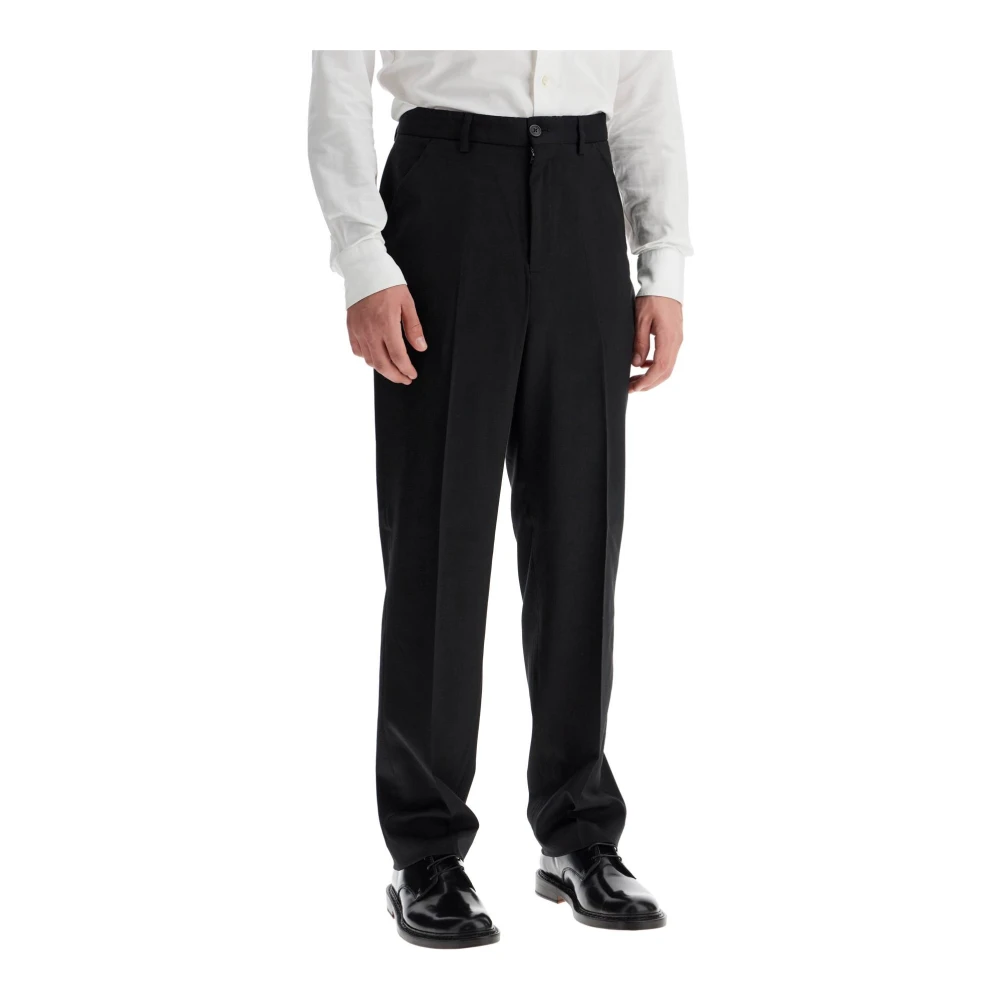 Our Legacy Wollen Chino Broek Rechte Pijp Black Heren