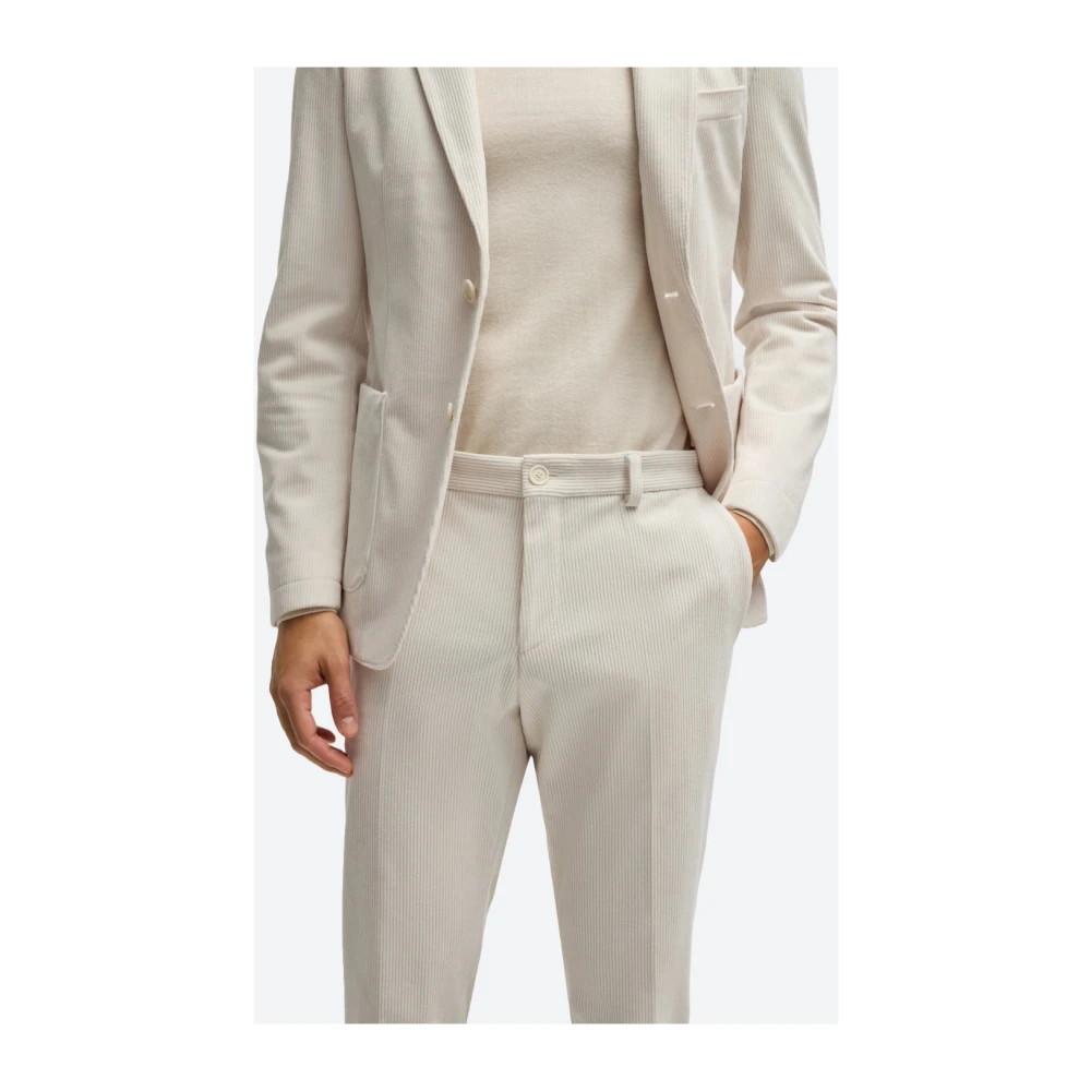 Hugo Boss Fluwelen Corduroy Slim Fit Broek White Heren