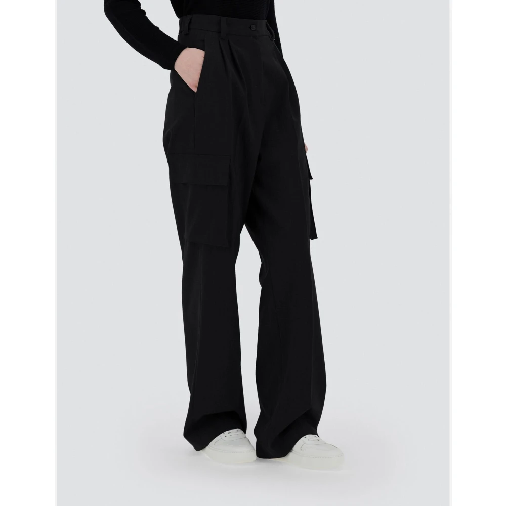 Herno Zachte wol cargobroek Black Dames