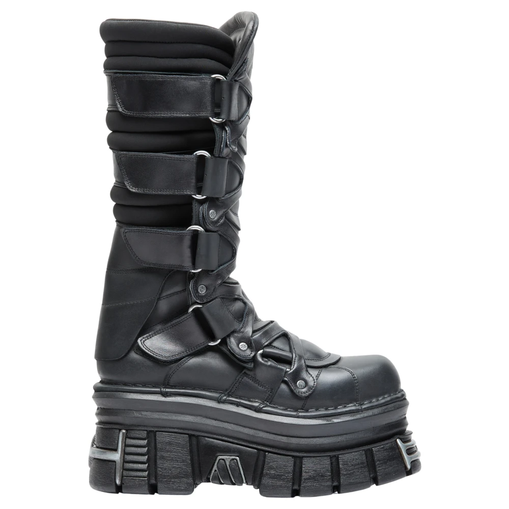 Vetements Chunky Läder Tower Boots Black, Dam