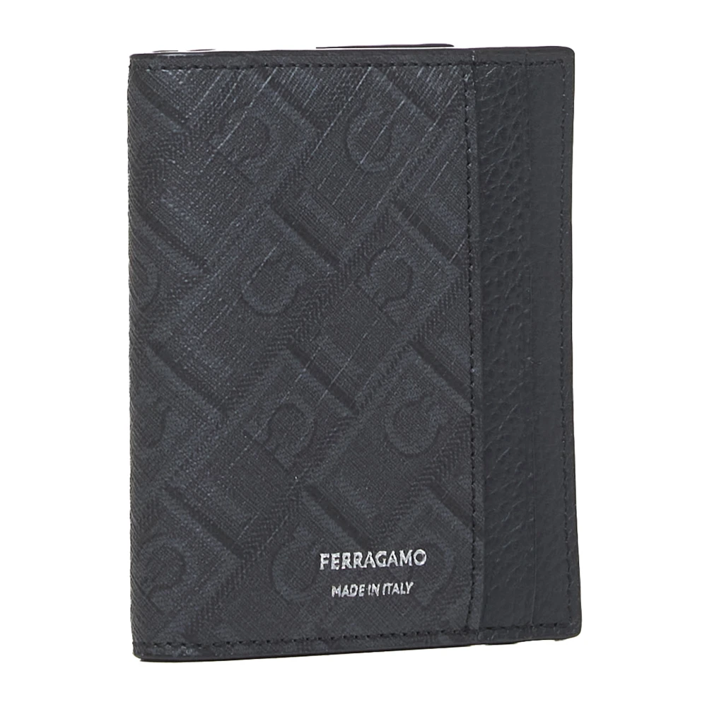 Salvatore Ferragamo Bi-fold Portemonnee met Zilveren Logo Black Heren