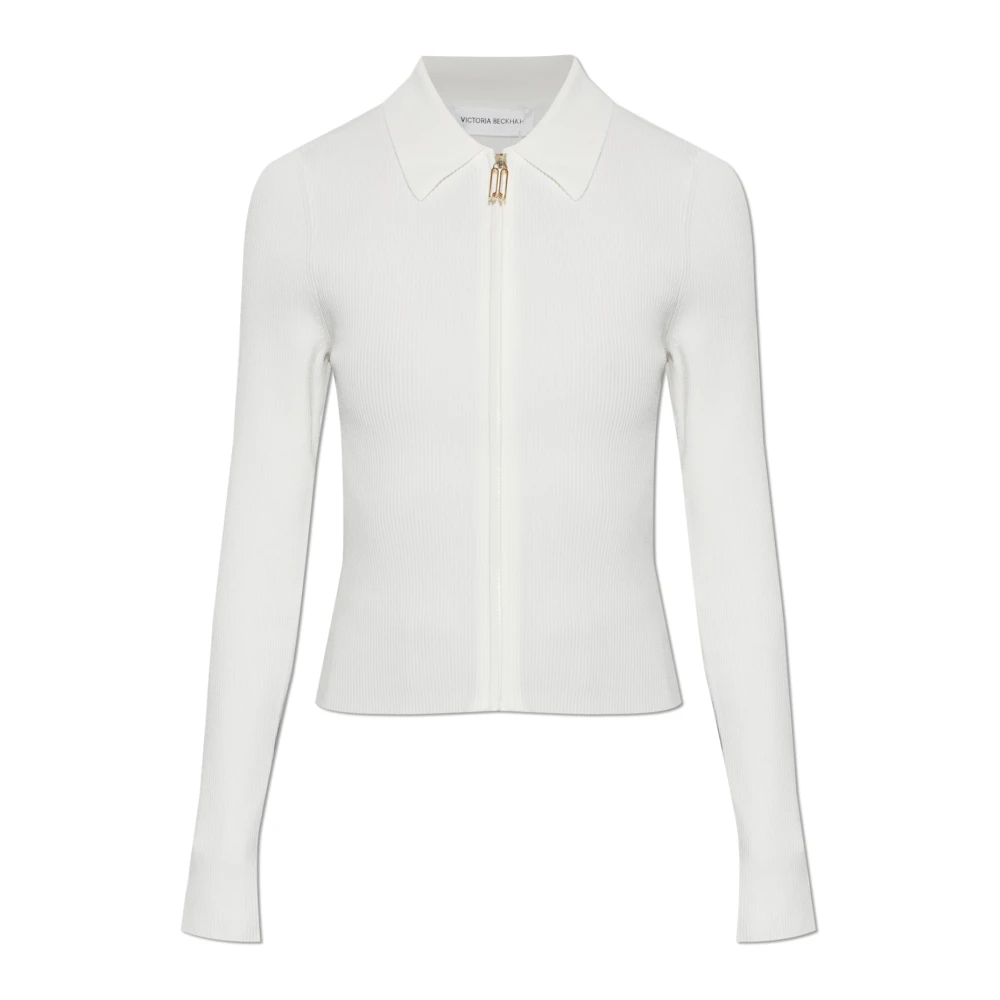 Victoria Beckham Cárdigan Con Cremallera Knitwear Mujer Blanco M